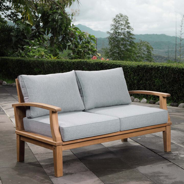 Modway - Marina Outdoor Patio Teak Loveseat Natural White