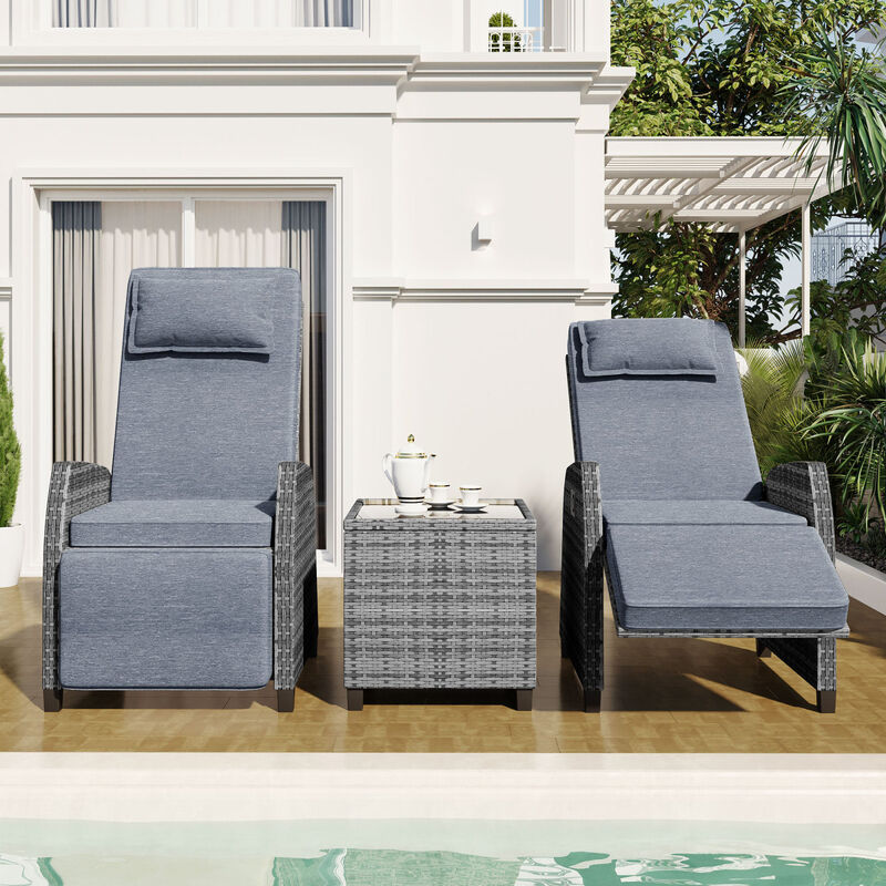 Outdoor Rattan Two-Person Combination With Coffee Tableble, Suitable For Courtyard