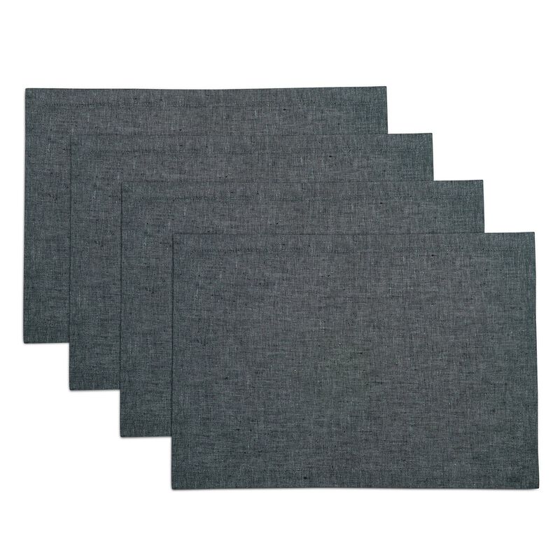 Solino Home 100% Pure Linen 14 x 19 Inch Placemats Set of 4 | Athena