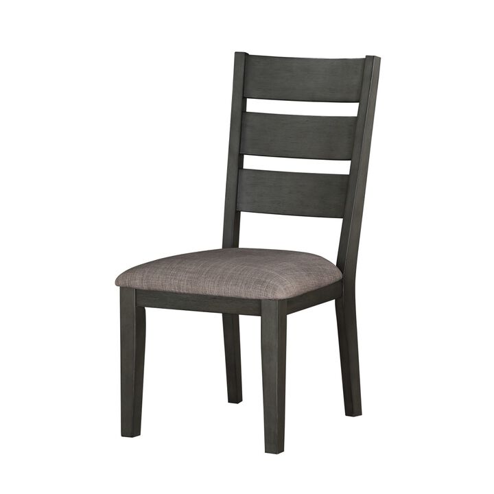 Transitional Side Chairs 2 Piece Set Wood Frame Padded Seat Casual Look Neutral Toned Fabric