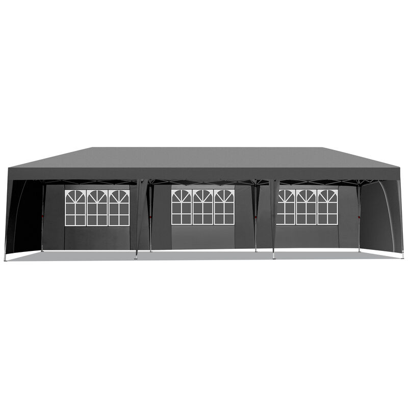 8-Sided Folding Shed with 6 Windows & 2 Doors, White Oxford Cloth & Spray Frame