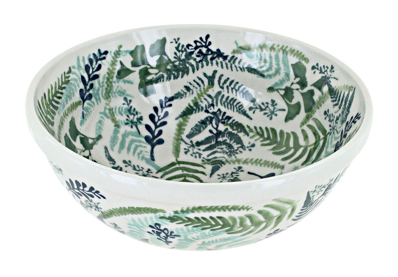 Blue Rose Polish Pottery Woodland Fern Cereal/Soup Bowl