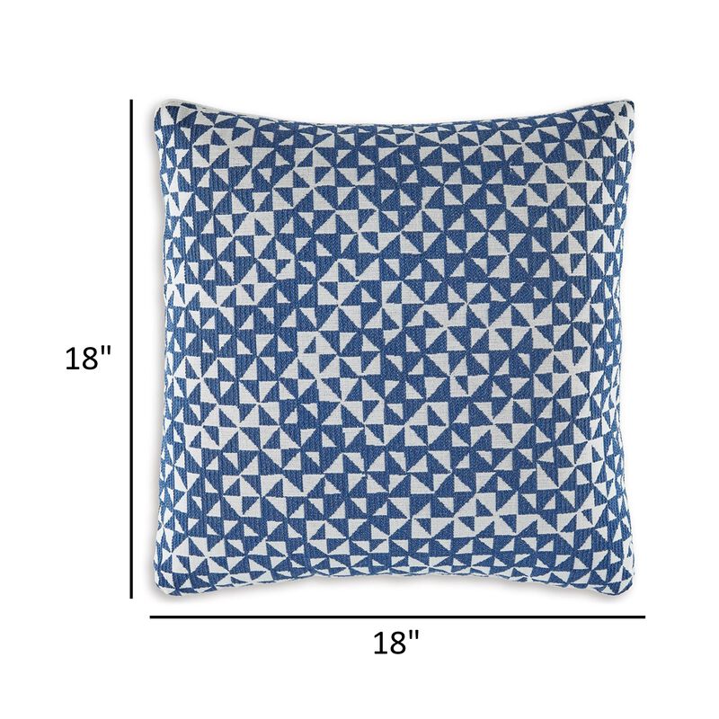 Coel 18 Inch Accent Pillow Set of 4, Indoor Outdoor Woven Geometric, Blue -