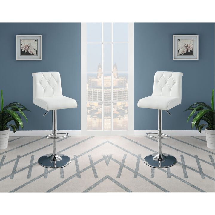 Modern White Faux Leather Barstool Set-2