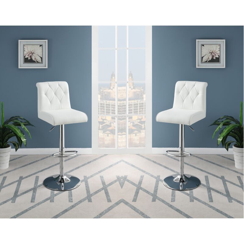 Modern White Faux Leather Barstool Set-2