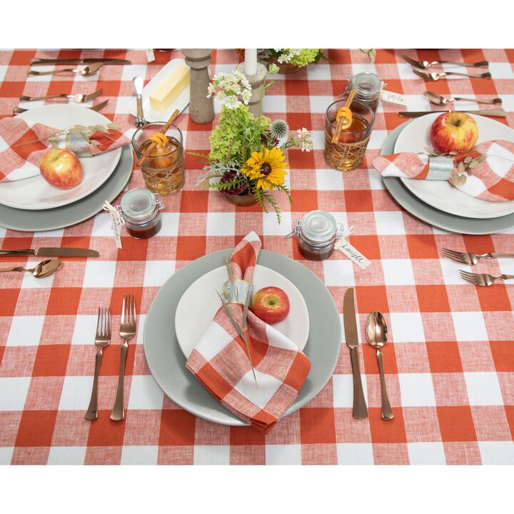 Solino Home 100% Pure Linen Tablecloth | Buffalo Check Dining Table Cloth