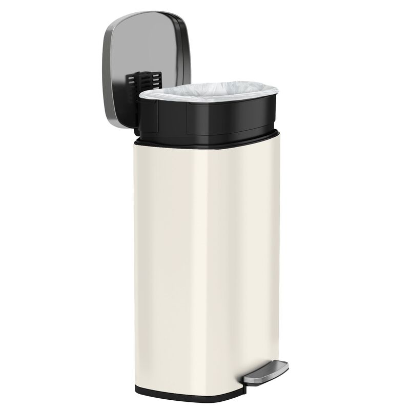 iTouchless 13.2 Gallon / 50 Liter SoftStep Ivory White Step Pedal Trash Can