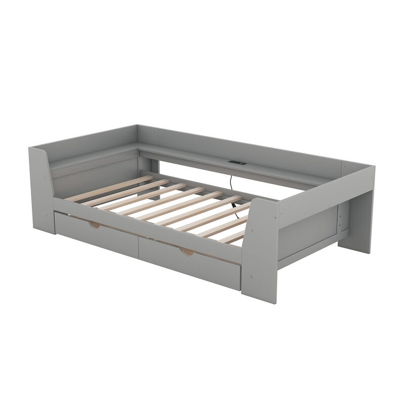 Merax Daybed Bed with Shelves and Drawers