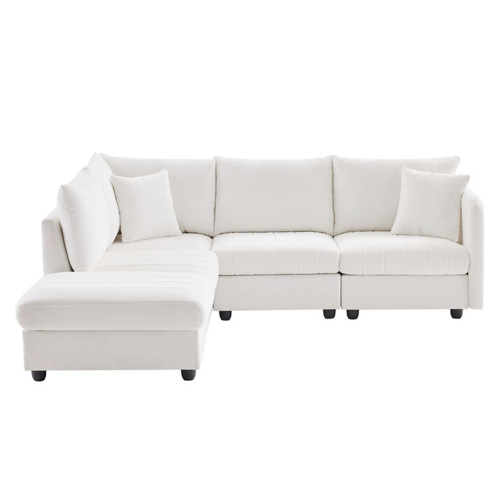 Merax 5-Seat Sofa Couch with Convertible Ottoman