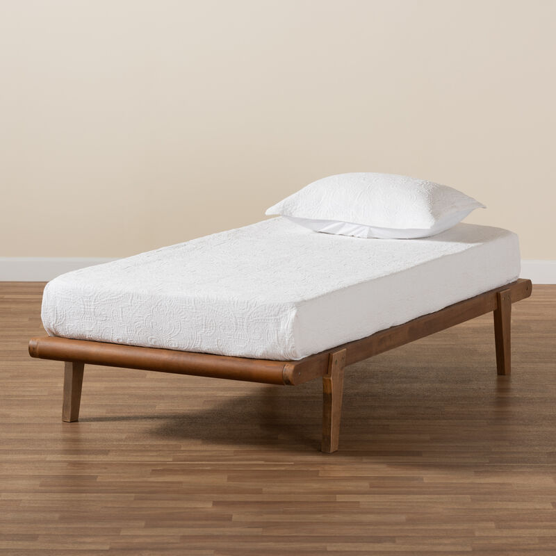 Baxton Studio Kaia  Walnut Brown Finished Wood Twin Size Platform Bed Frame