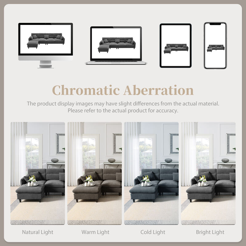 Merax Modern 5 Seats Convertible Sectional Chenille Sofa