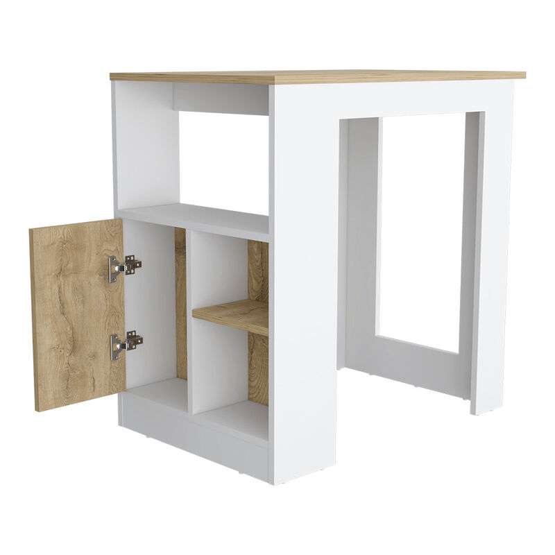 Kitchen Island Wynne, Kitchen, White / Macadamia