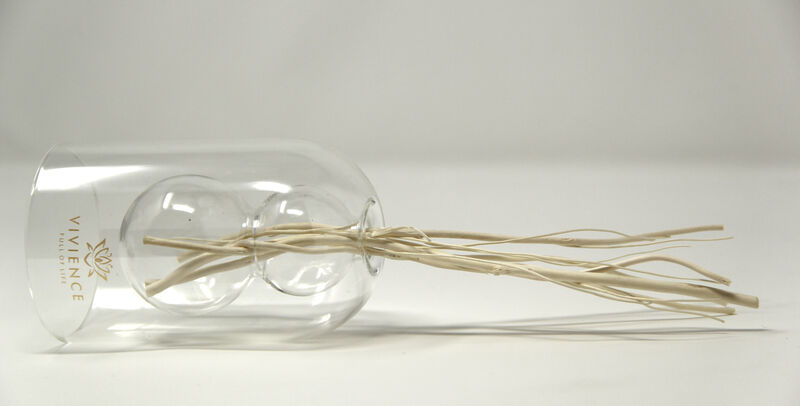 Clear Reed Diffuser With White Circular Inlay, "Lily Of The Valley" Scent