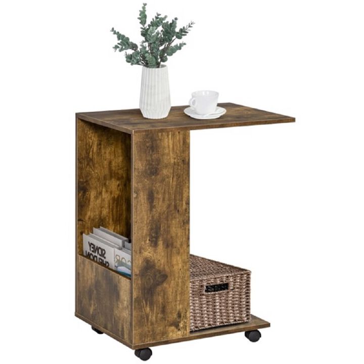 Modern C-Shaped Side Table, Space-Saving Snack & Laptop Stand