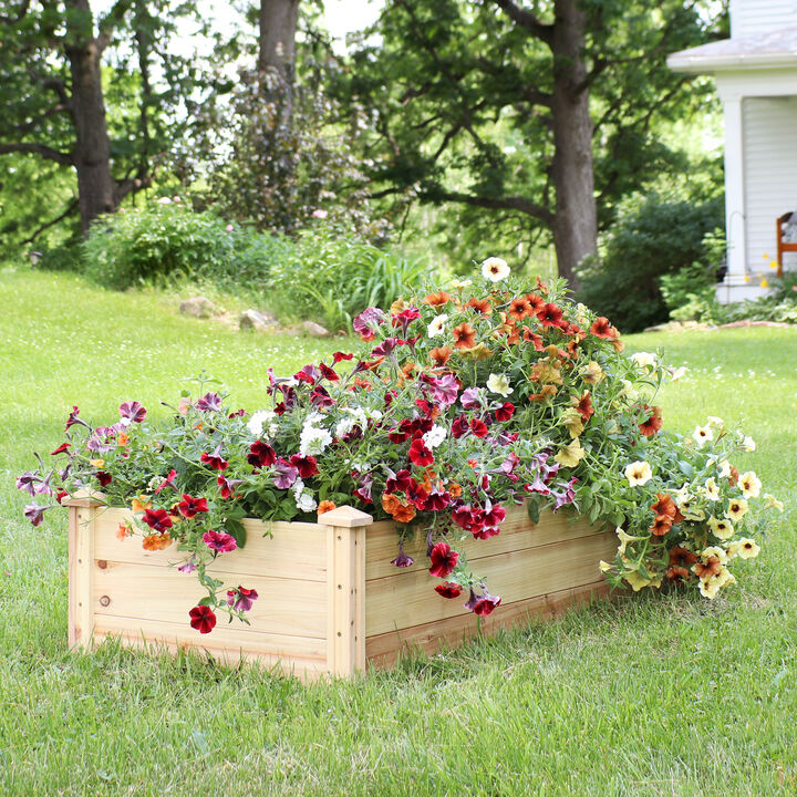 Sunnydaze Wooden Fir Square Raised Garden Bed - 24 x 48.25 in - Natural