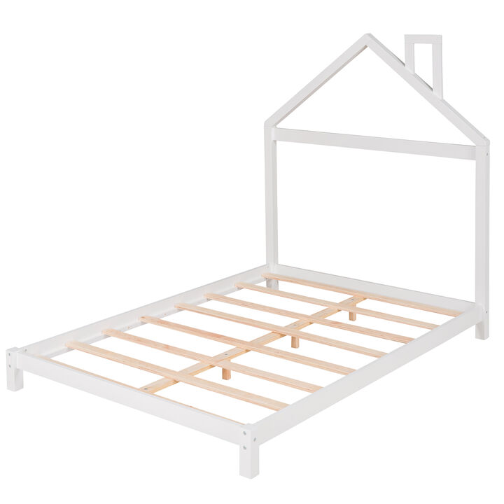 Merax Wood Platform Bed with House-shaped Headboard