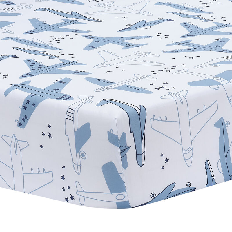 Bedtime Originals Little Aviator Airplane Baby/Toddler White Fitted Crib Sheet