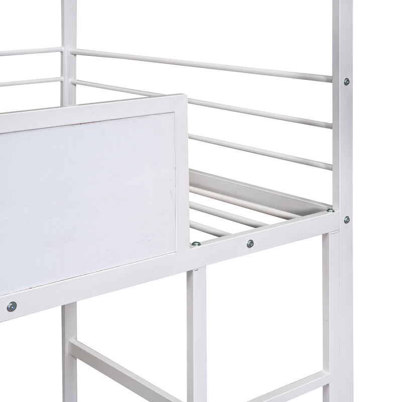 Merax Metal House Bed Loft Bed with Slide