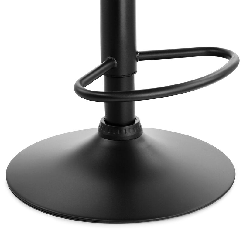 Elama 2 Piece Backless Adjustable Fabric Bar Stool in Black with Black Base