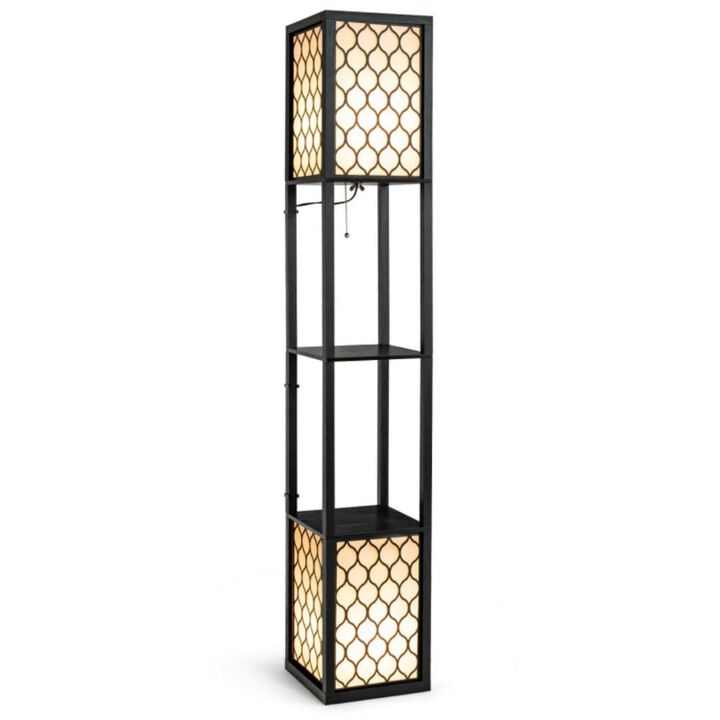 Hivvago Modern Shelf Freestanding Floor Lamp with Double Lamp Pull Chain and Foot Switch