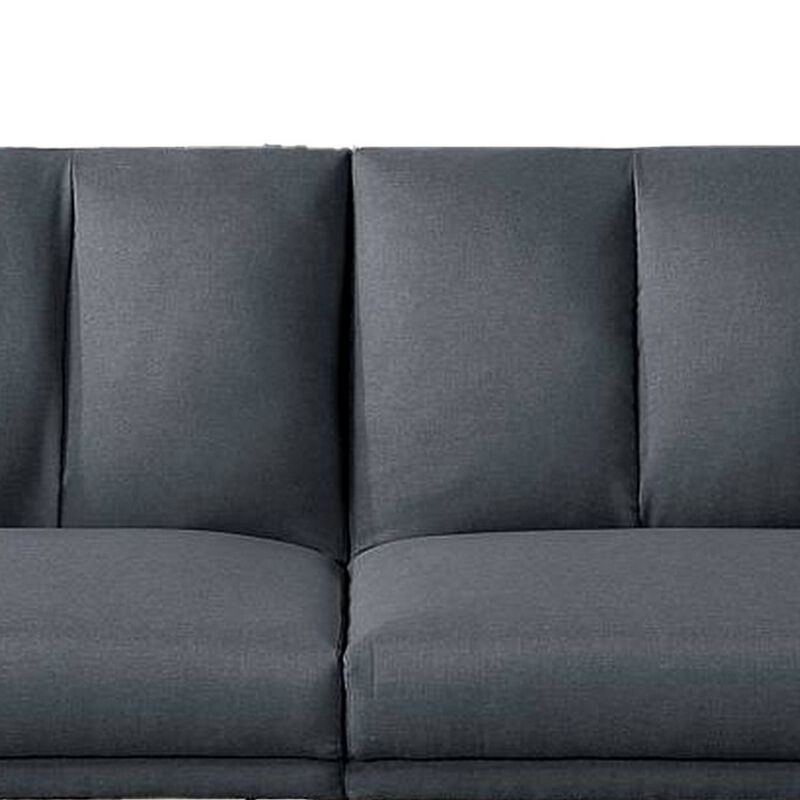 Adjustable Upholstered Sofa with Track Armrests and Angled Legs, Light Gray - Benzara