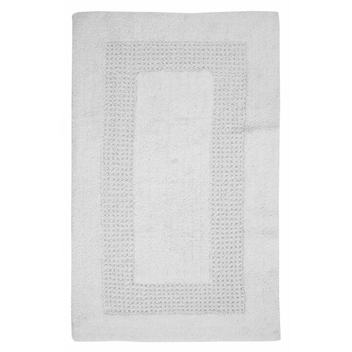 Classic Racetrack Cotton Bath Rug 20" x 30" White by Perthshire Platinum Collection