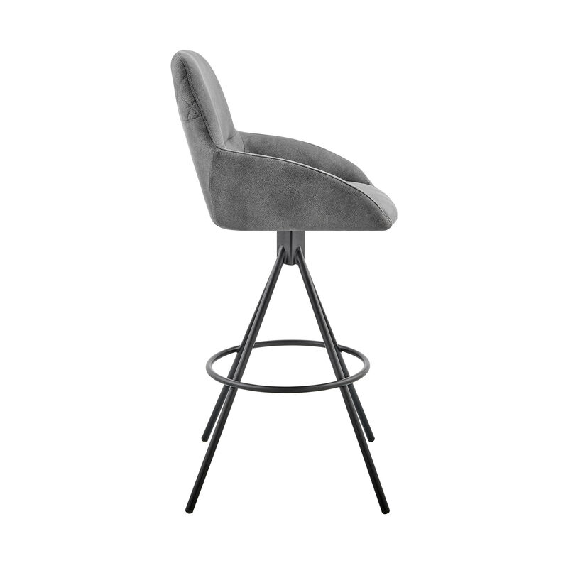 Odessa  Counter Height Bar Stool in Charcoal Fabric and Black Finish