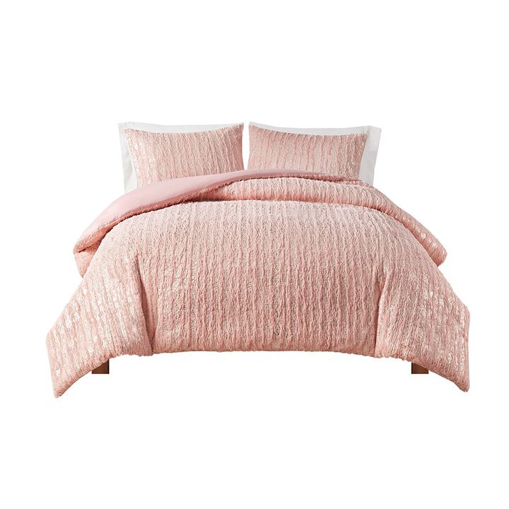 Gracie Mills Maelona Metallic Print Faux Fur Duvet Cover Set