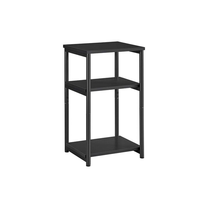 Tall Slim Side Table with Storage Shelves and Steel Frame for Living Room or Bedroom`