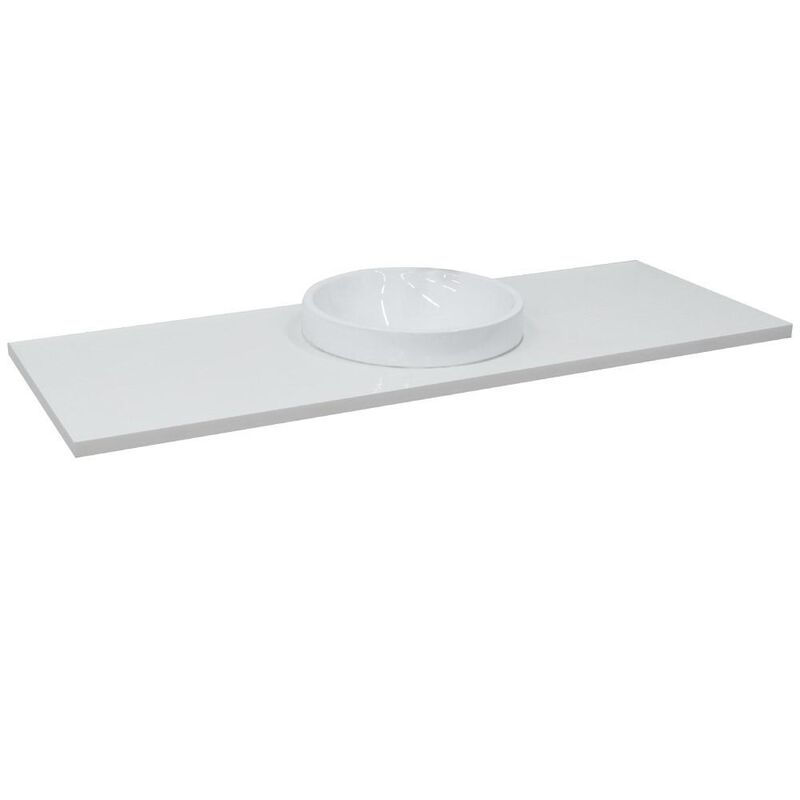 BELLATERRA HOME LLC 61 White Quartz Countertop and Single Round Sink