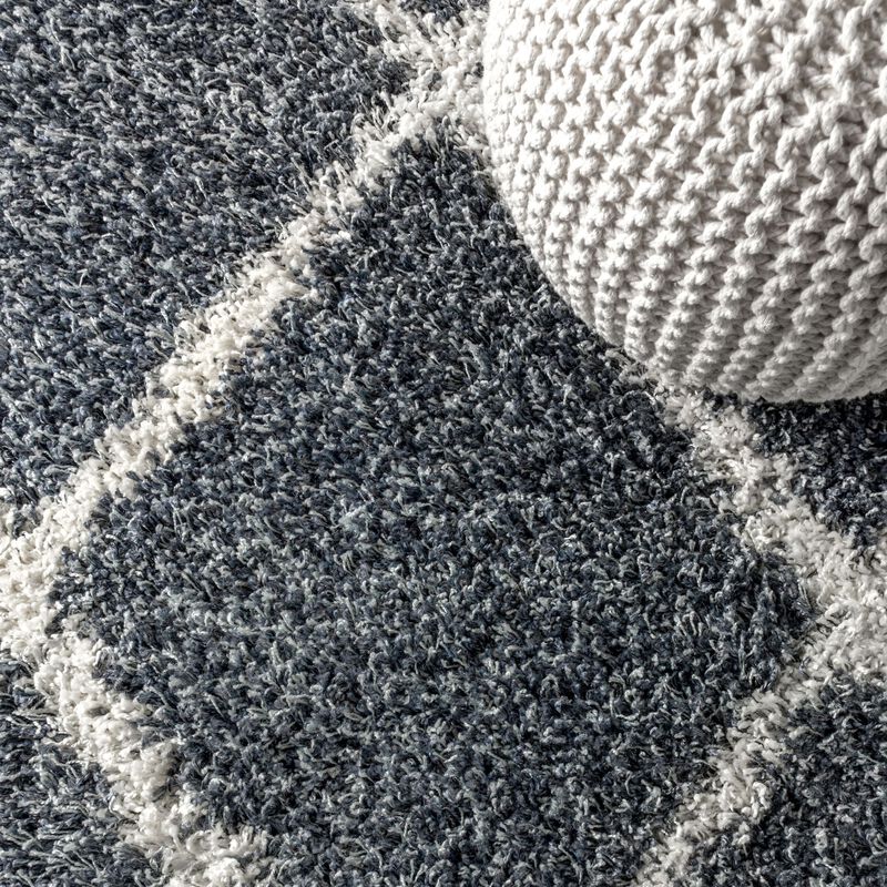 Gabrielle Mercer Shag Plush Tassel Moroccan Geometric Trellis Area Rug