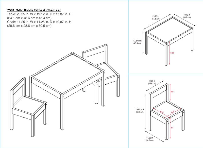 Baby Relax Percy 3-PC Kiddy Table & Chair Set, Gray