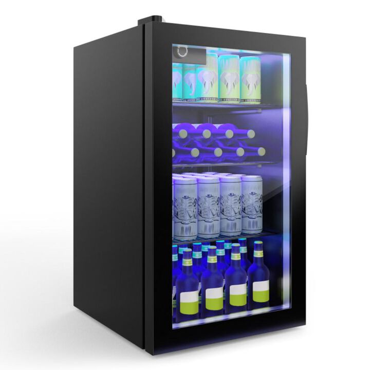 Hivvago 120 Can Beverage Mini Refrigerator with Glass Door