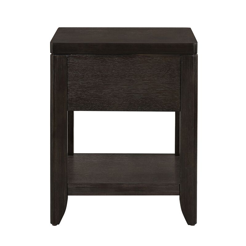 Joni 25 Inch Side End Table, 1 Drawer and Shelf, Espresso Brown Acacia Wood-Benzara