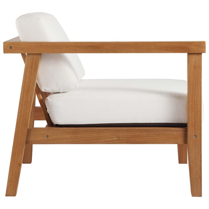 Modway - Bayport Outdoor Patio Teak Wood 2-Seater Loveseat Natural White