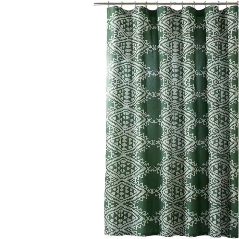 Luxury Cotton-Poly Shower Curtain – Textured Geometric Motif for Contemporary Home Style