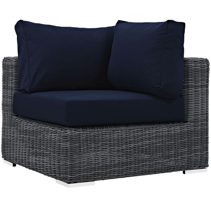 Summon 5 Piece Outdoor Patio Sunbrella Sectional Set - Canvas Navy