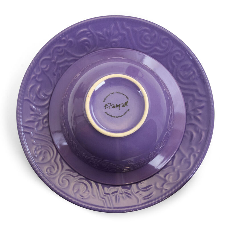Elama Lilac Fields 16-Piece Dinnerware Set