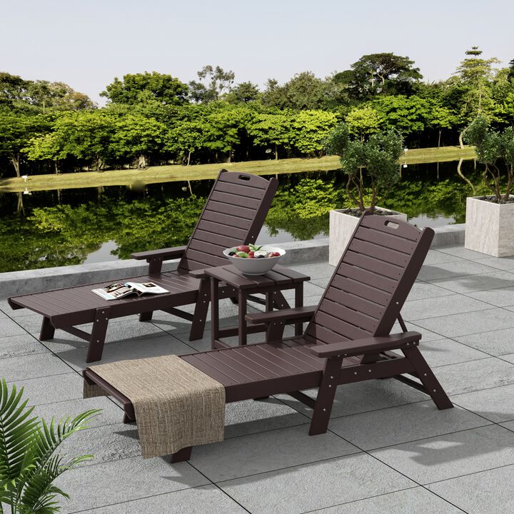 WestinTrends Adirondack Outdoor Chaise Lounge with Side Table Set