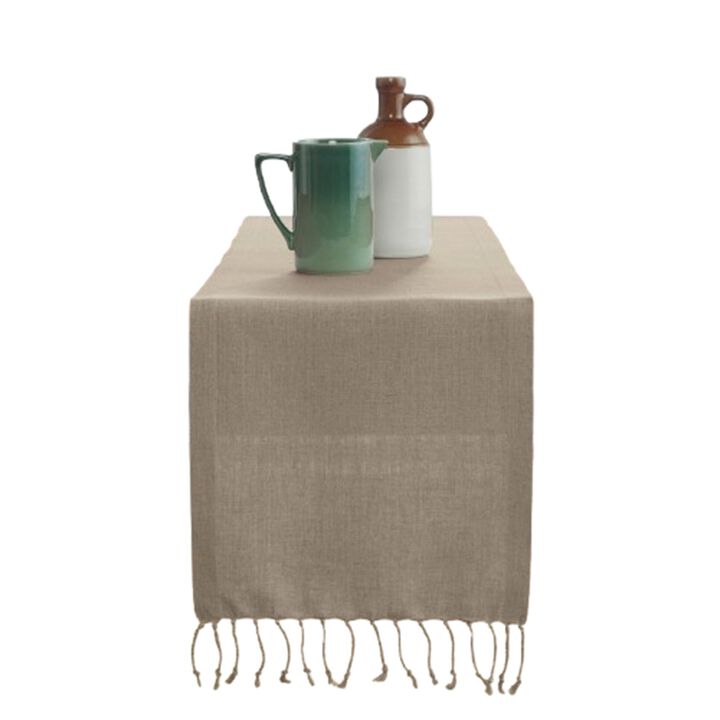 Solino Home 100% Pure Linen Table Runner | Twisted Fringe for Spring & Easter