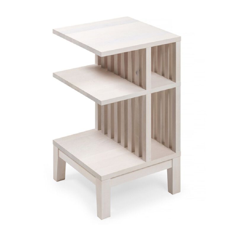 Whitewash Hardwood Stand with Three Shelves - High-end Modern Farmhouse Side Table