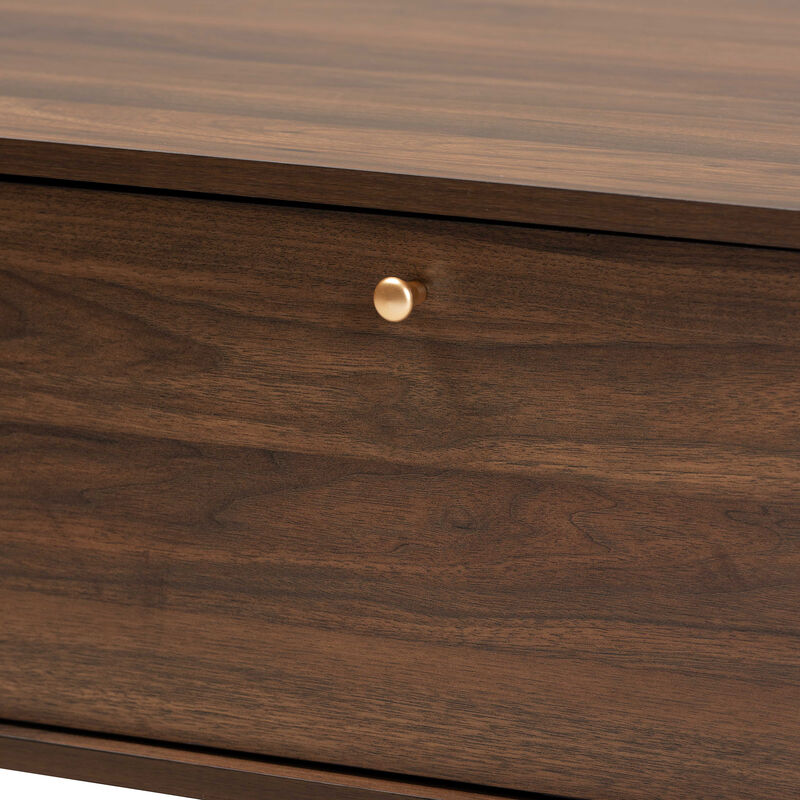 Baxton Studio Edel Mid Century Modern Walnut Brown And Gold Finished Wood Coffee Table
