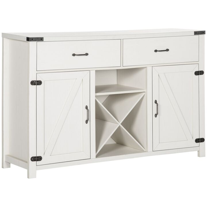 Antique White Buffet: Modern Sideboard with Wine Rack & Barn Door