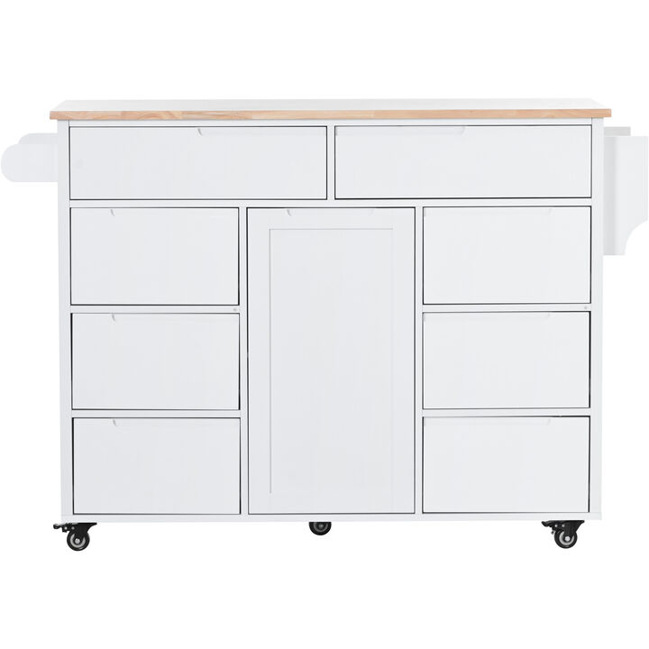 Merax Kitchen Cart with Rubber Wood Countertop