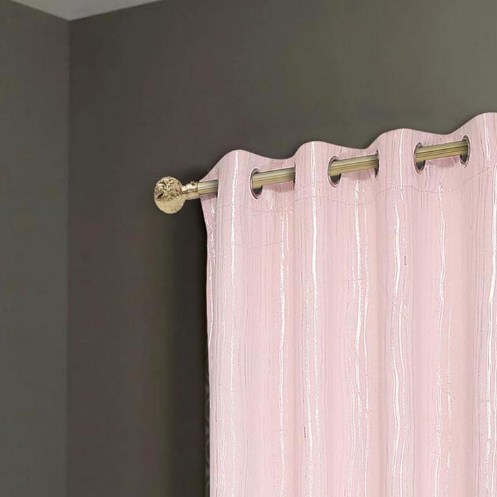 Rt Designers Collection Iceland Metallic Premium Blackout Grommet Curtain Panel 54" X 84" Blush