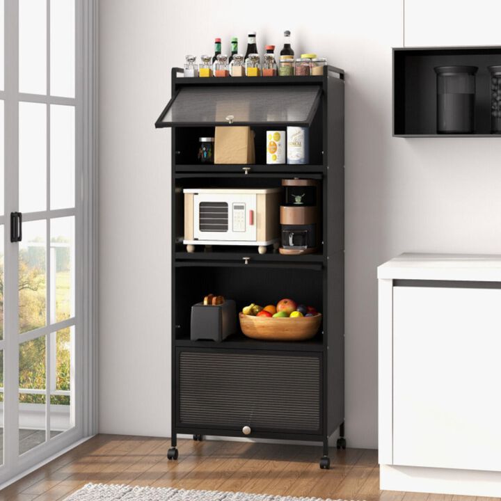 Hivvago 5-Tier Kitchen Baker's Rack with Flip-up PC Doors