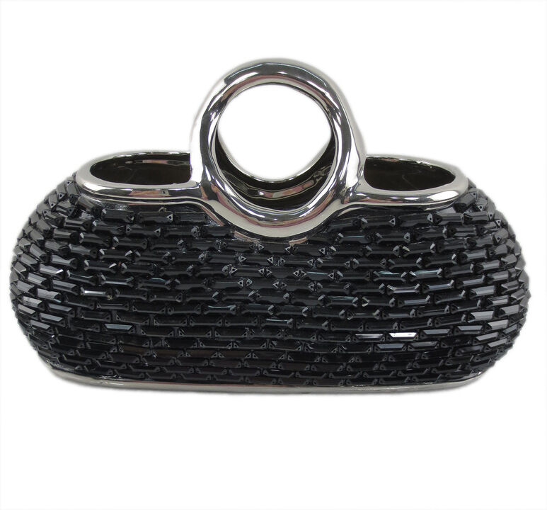 Dolce Mela Decorative Ceramic & Glass Purse Flower Vase