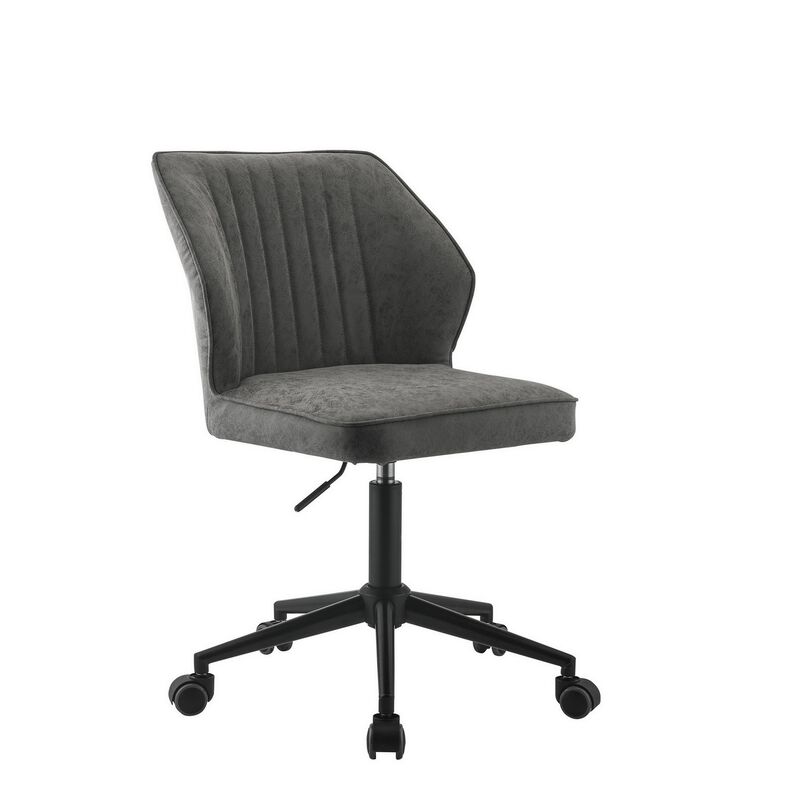 Swivel Office Chair with Stitching Details and Starbase, Gray-Benzara