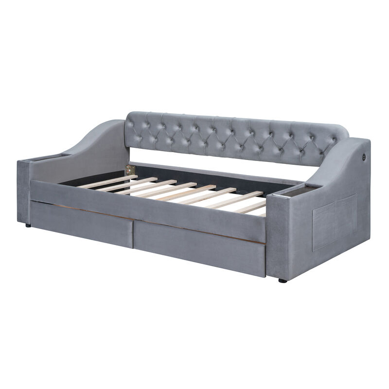 Merax Modern Daybed with Storage Armrests