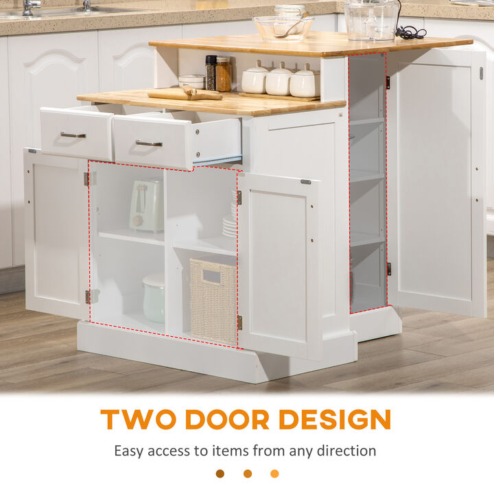 Streamdale White Kitchen Island with Storage and Adjustable Shelves